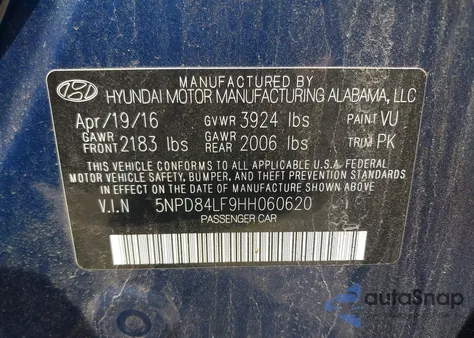 2017 Hyundai Elantra Se z USA, uszkodzony, nr VIN 5NPD84LF9HH060620